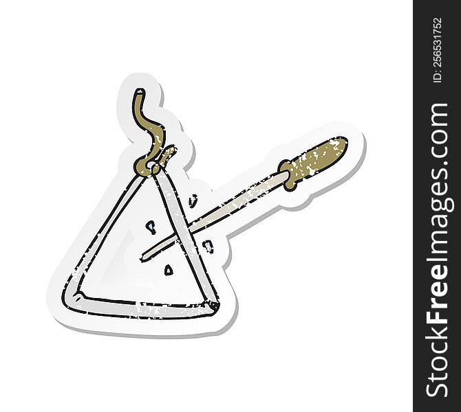 retro distressed sticker of a cartoon triangle
