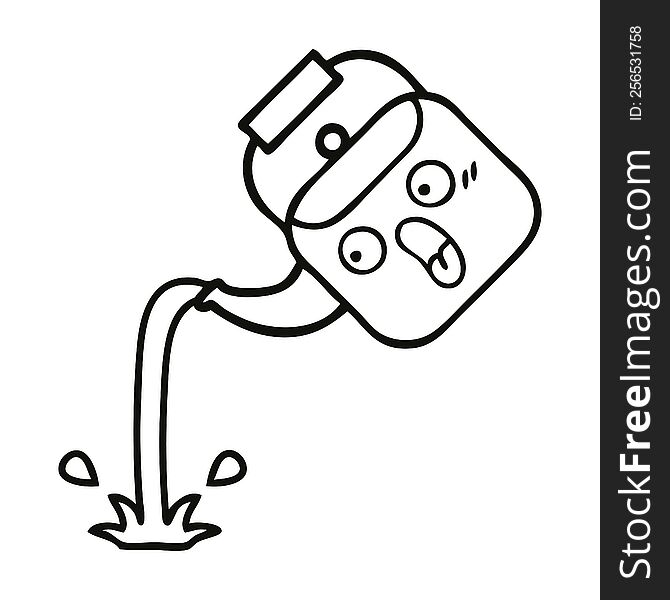 Line Drawing Cartoon Pouring Kettle