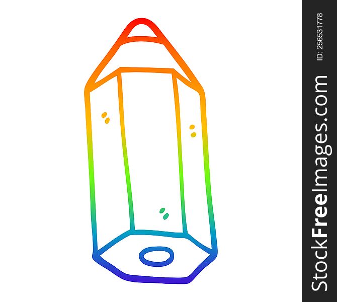 rainbow gradient line drawing of a cartoon pencil