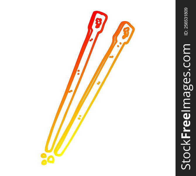 warm gradient line drawing cartoon chop sticks