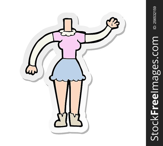 sticker of a cartoon female body