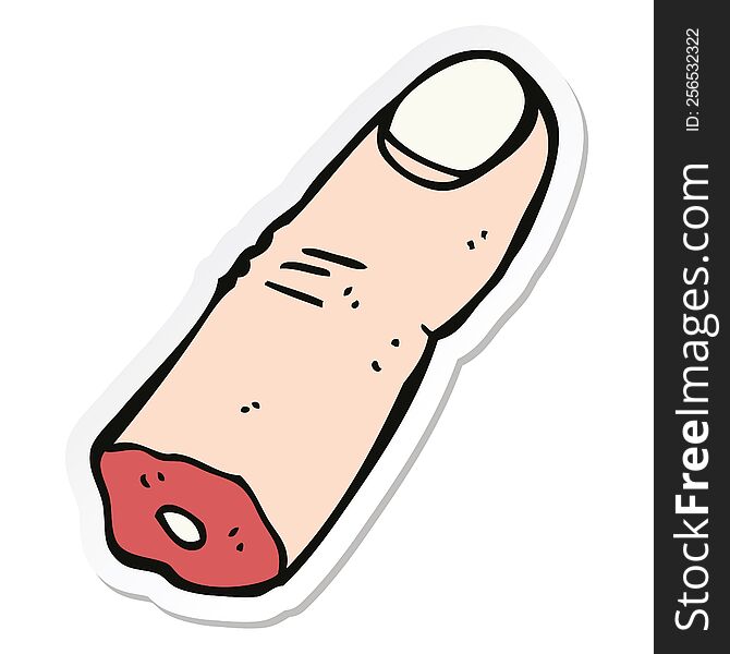 sticker of a cartoon severed finger