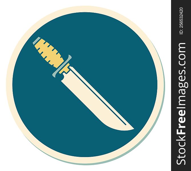 sticker of tattoo in traditional style of a knife. sticker of tattoo in traditional style of a knife