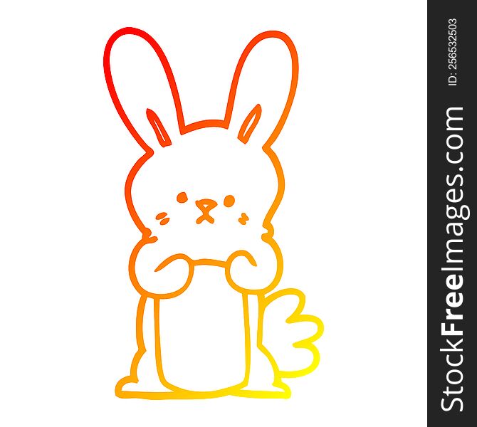 Warm Gradient Line Drawing Cartoon Bunny Rabbit