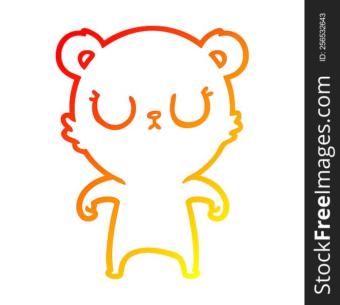 Warm Gradient Line Drawing Peaceful Cartoon Bear