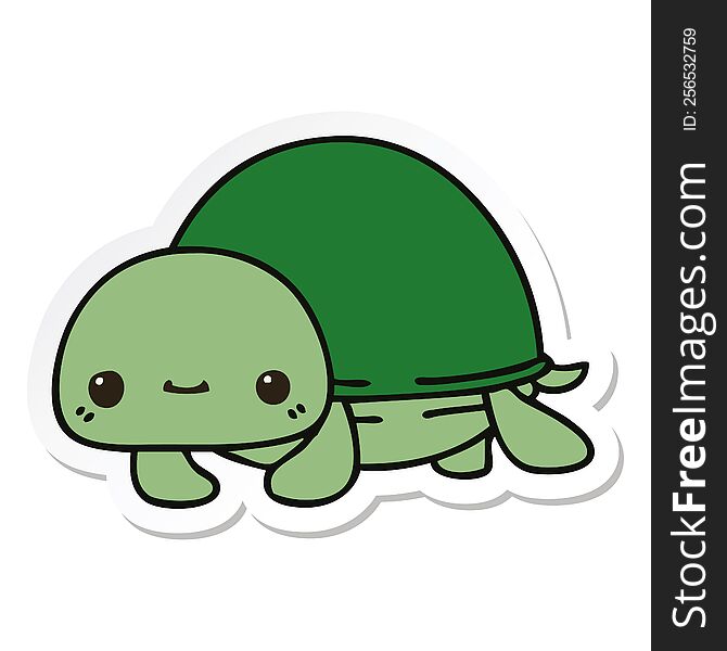 Sticker Of A Quirky Hand Drawn Cartoon Turtle