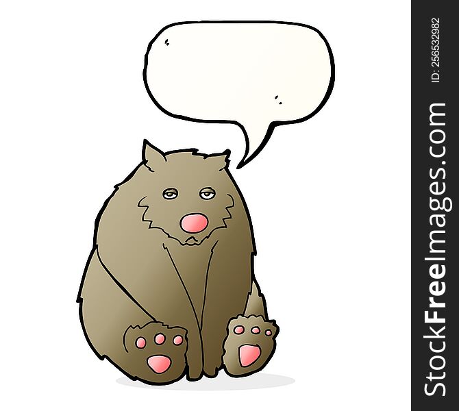 cartoon sad bear with speech bubble