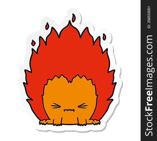 sticker of a cartoon fire creature