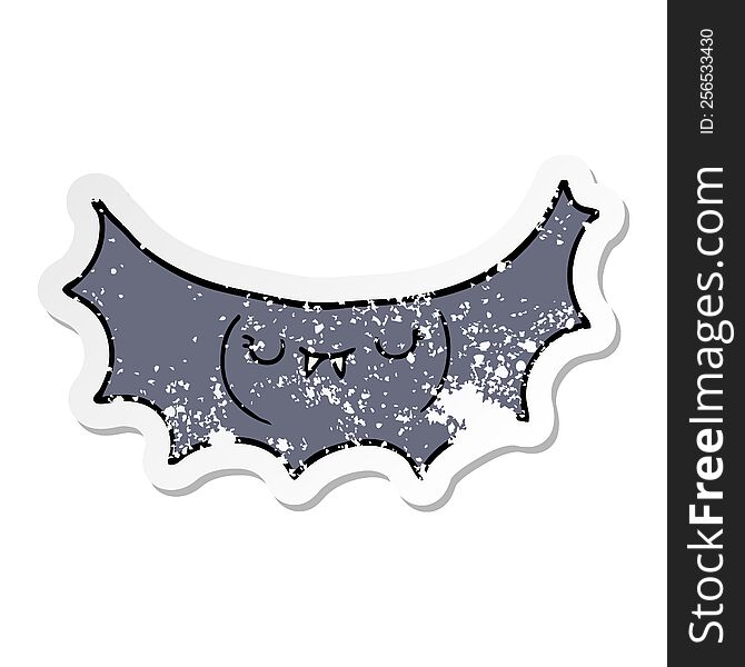 distressed sticker of a cartoon vampire bat