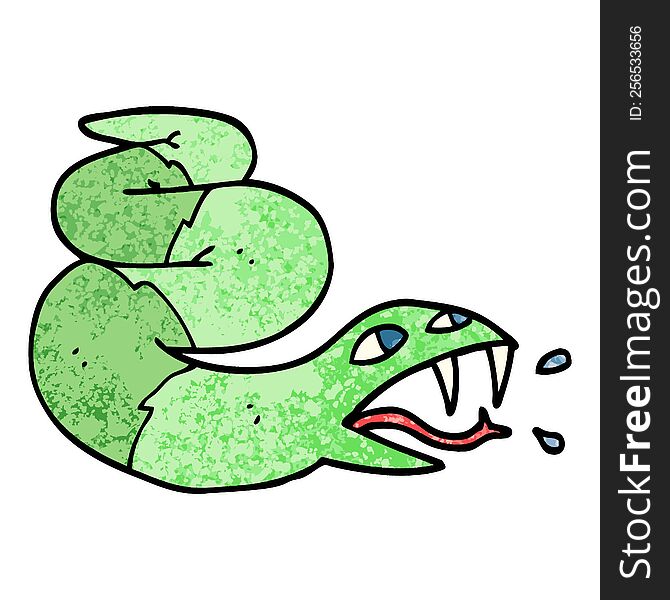 grunge textured illustration cartoon hissing snake