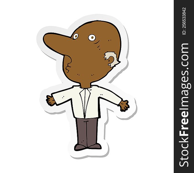 sticker of a cartoon confused middle aged man