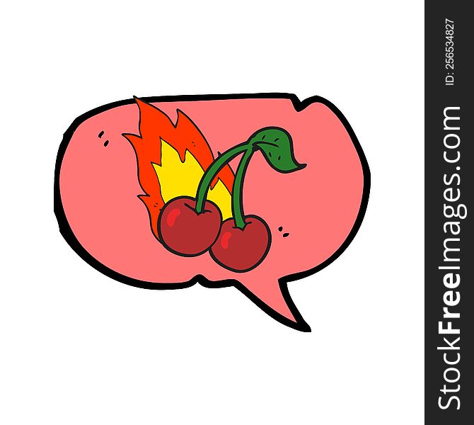 speech bubble cartoon flaming cherries