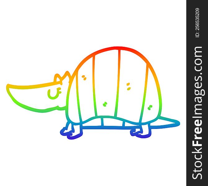 rainbow gradient line drawing of a cartoon armadillo