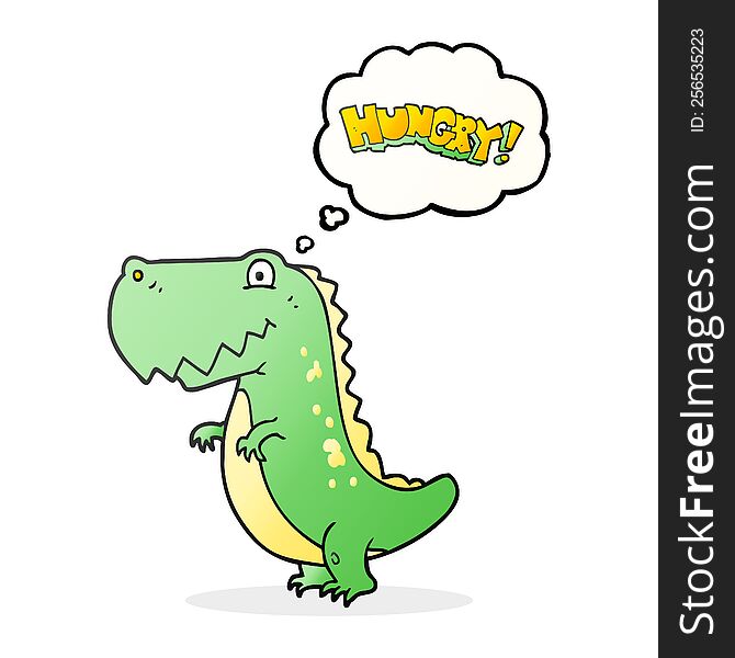 Thought Bubble Cartoon Hungry Dinosaur