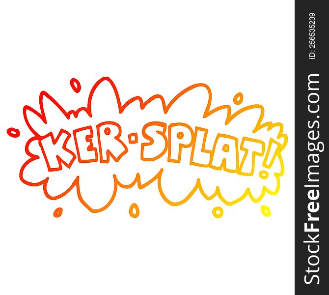 warm gradient line drawing of a cartoon words ker splat