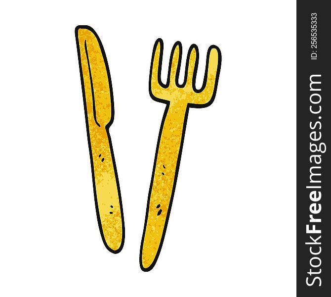 cartoon doodle knife and fork