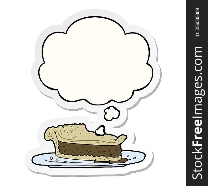 Cartoon Meat Pie And Thought Bubble As A Printed Sticker