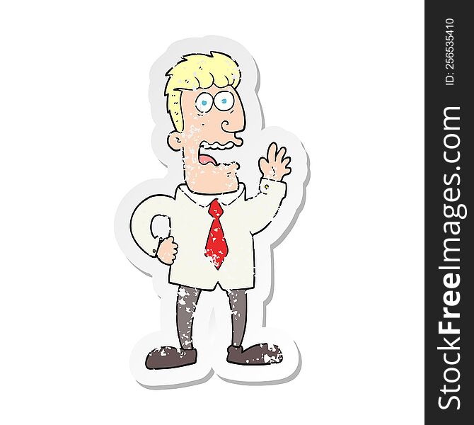 retro distressed sticker of a cartoon businessman