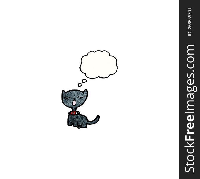 Cartoon Black Cat With Thought Bubble