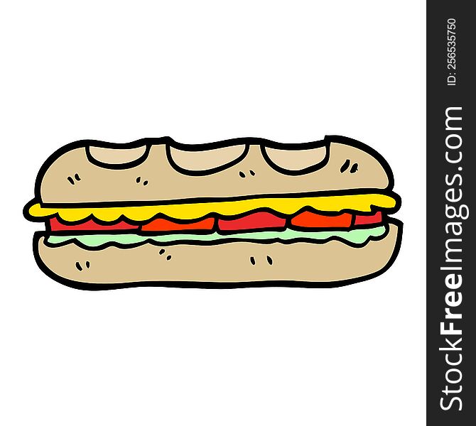 hand drawn doodle style cartoon tasty sandwich