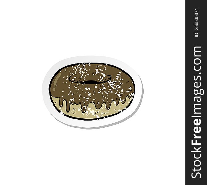Retro Distressed Sticker Of A Cartoon Donut