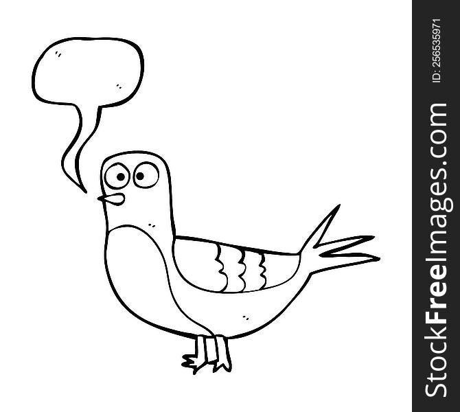 freehand drawn speech bubble cartoon pigeon