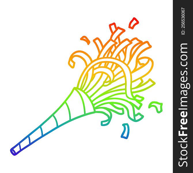 rainbow gradient line drawing of a cartoon party horn