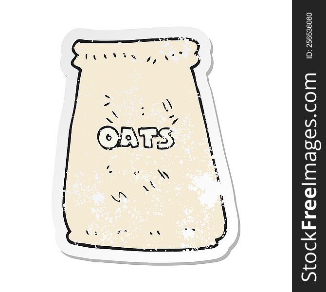 retro distressed sticker of a cartoon bag of oats
