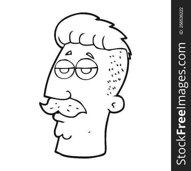 Black And White Cartoon Man With Hipster Hair Cut