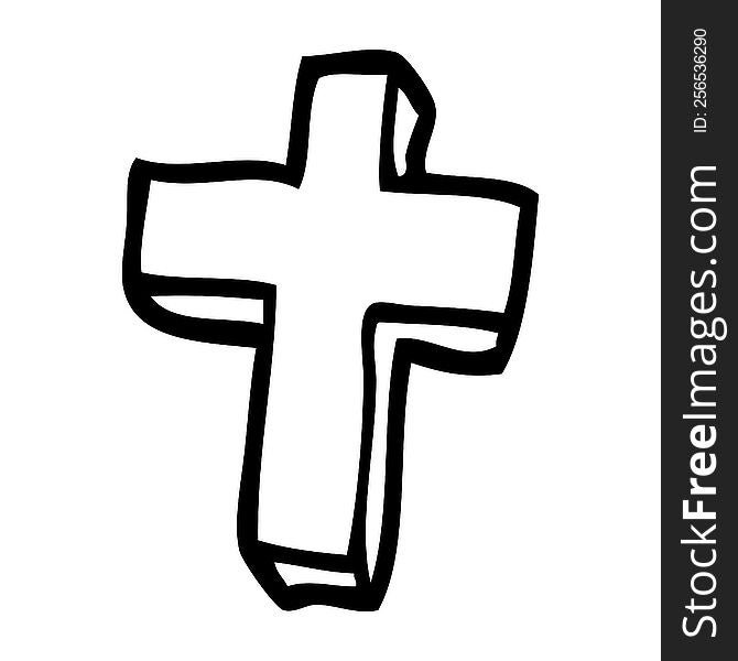 line drawing cartoon gold cross