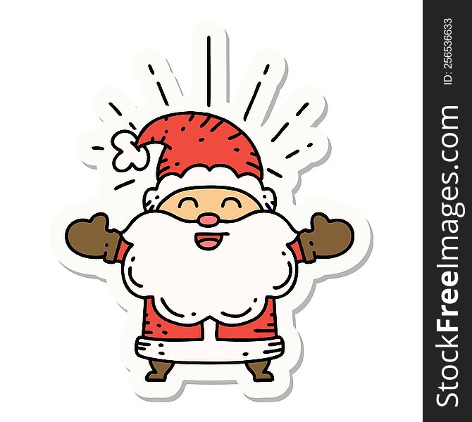 sticker of tattoo style happy santa claus christmas character