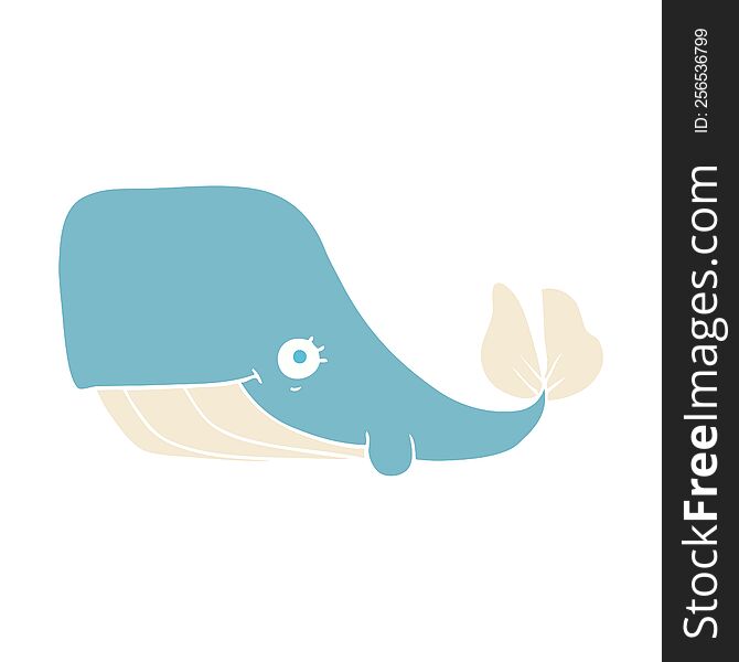 Flat Color Illustration Of A Cartoon Happy Whale