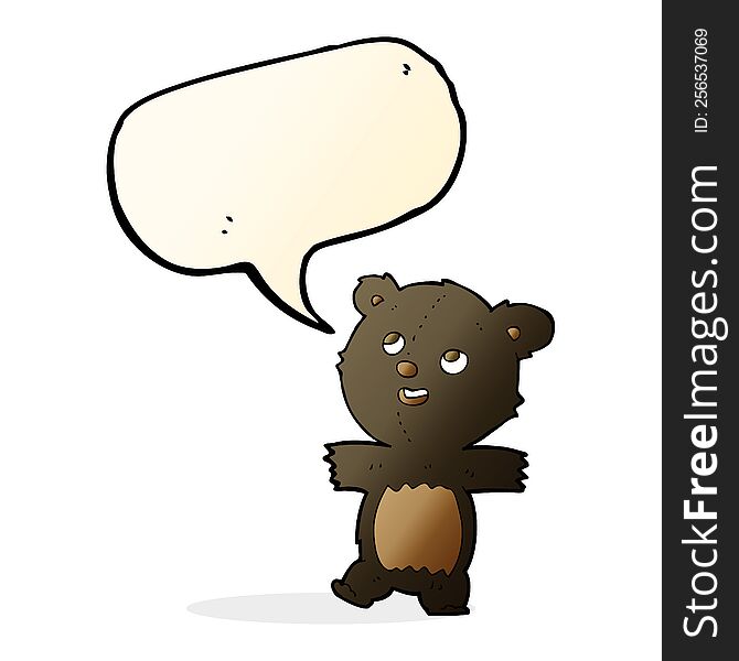 Cartoon Black Bear With Speech Bubble