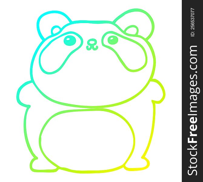 cold gradient line drawing of a cartoon panda