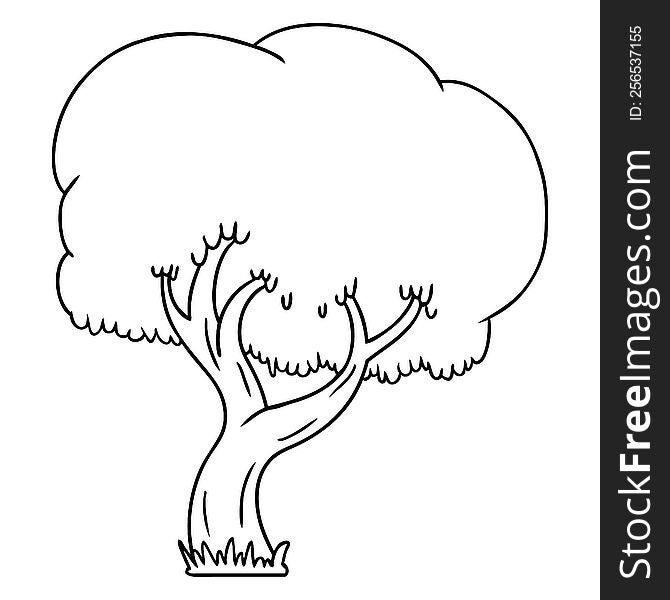 Line Drawing Doodle Of A Summer Tree