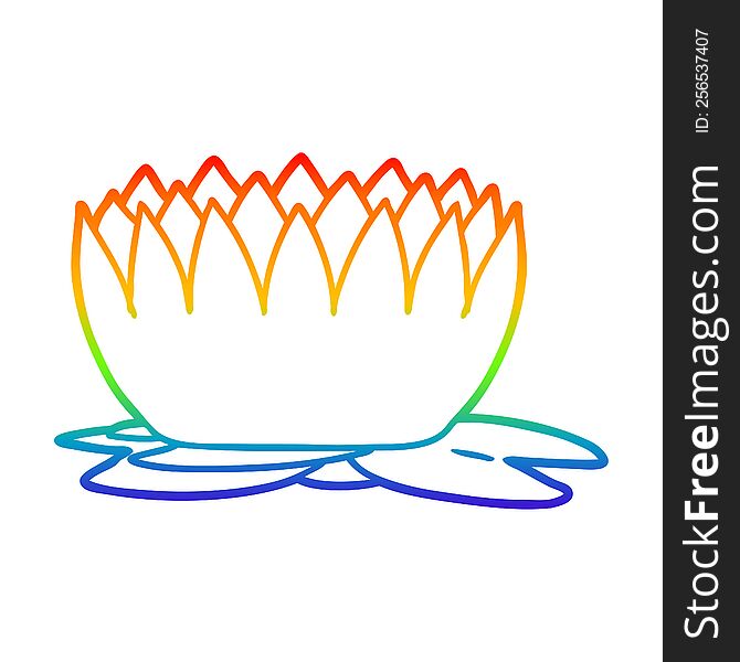 rainbow gradient line drawing of a cartoon waterlily