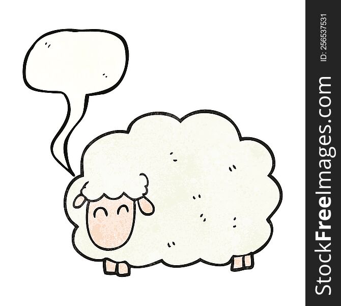 freehand speech bubble textured cartoon sheep