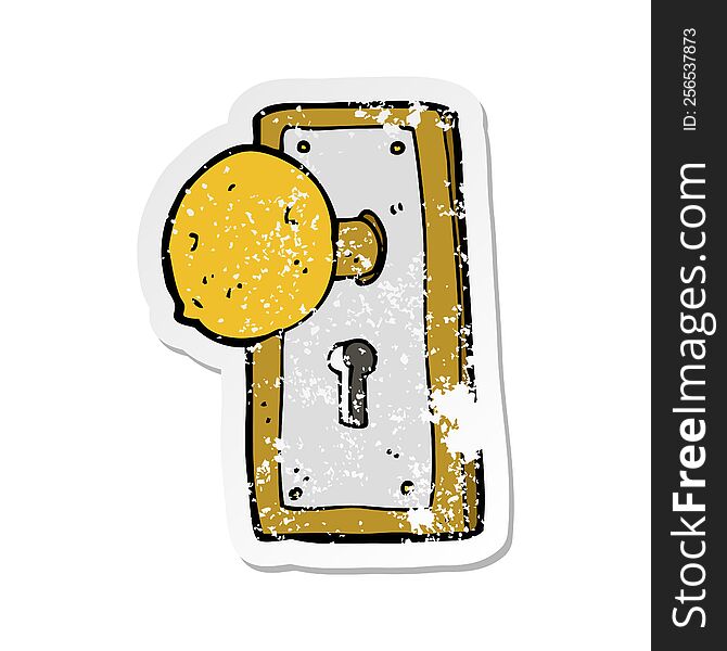 retro distressed sticker of a cartoon old door knob