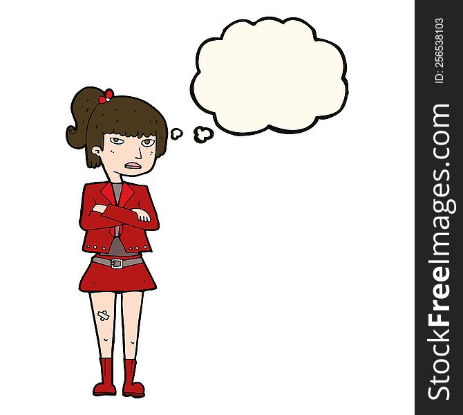 Cartoon Cool Girl With Thought Bubble