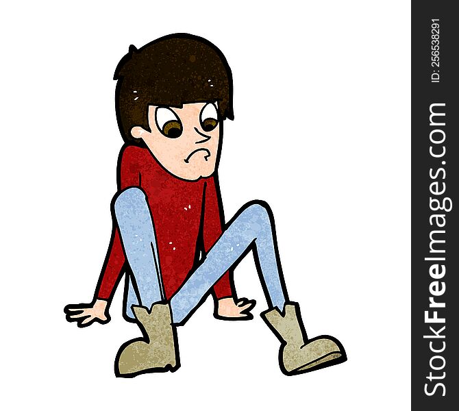 cartoon boy sitting on floor