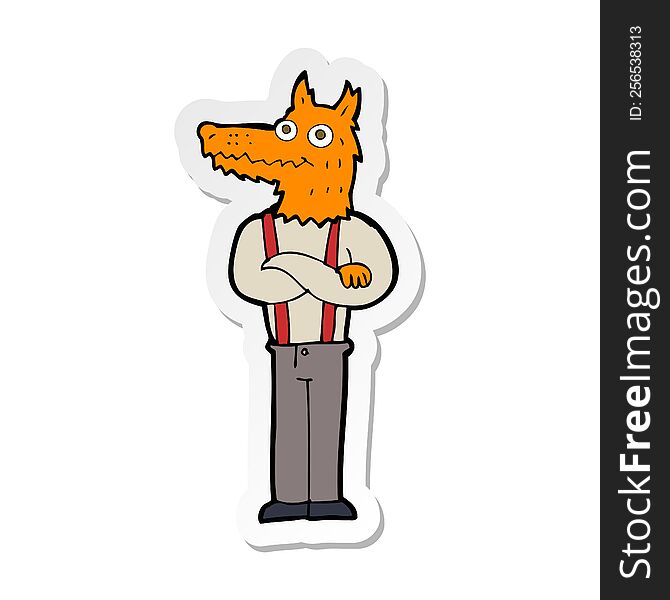 Sticker Of A Cartoon Funny Fox
