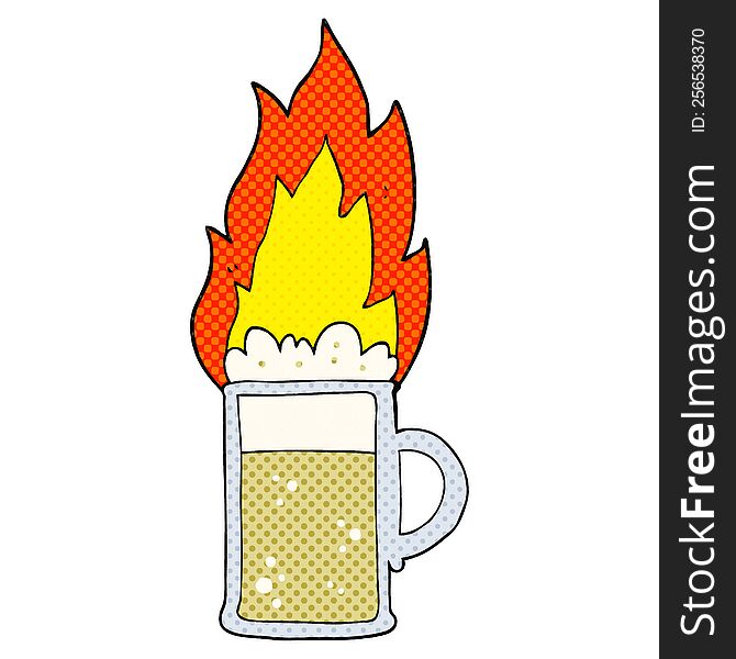 Cartoon Flaming Tankard Of Beer