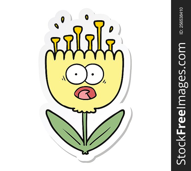 Sticker Of A Cartoon Shocked Flower