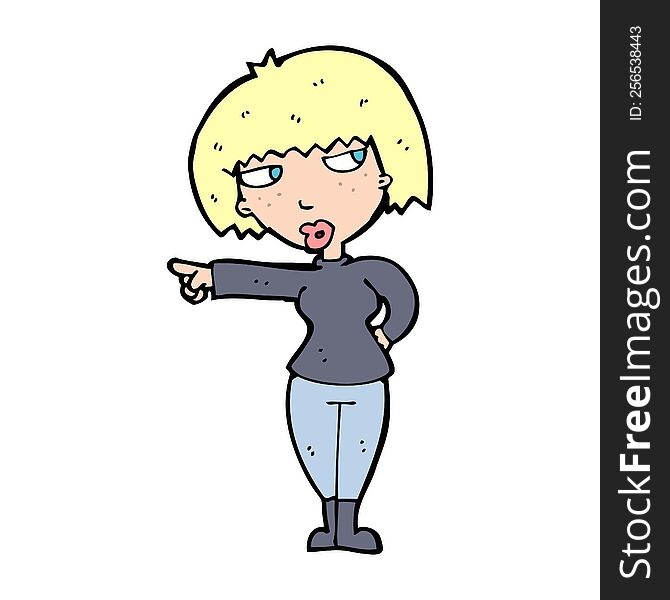 cartoon annoyed woman pointing