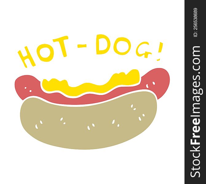 flat color illustration of hotdog. flat color illustration of hotdog