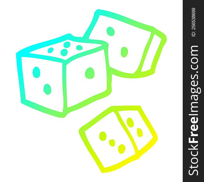 Cold Gradient Line Drawing Cartoon Dice