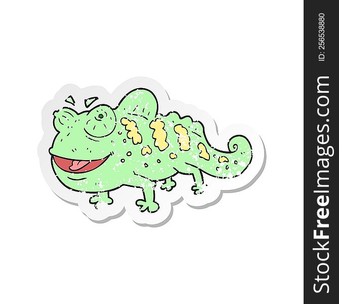 retro distressed sticker of a cartoon chameleon