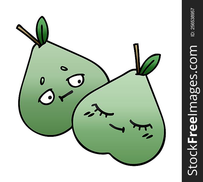 Gradient Shaded Cartoon Green Pear