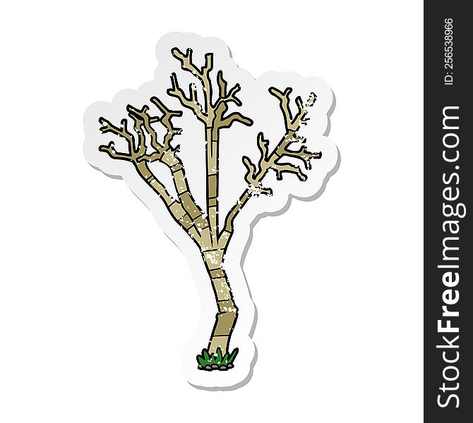 distressed sticker of a cartoon winter tree