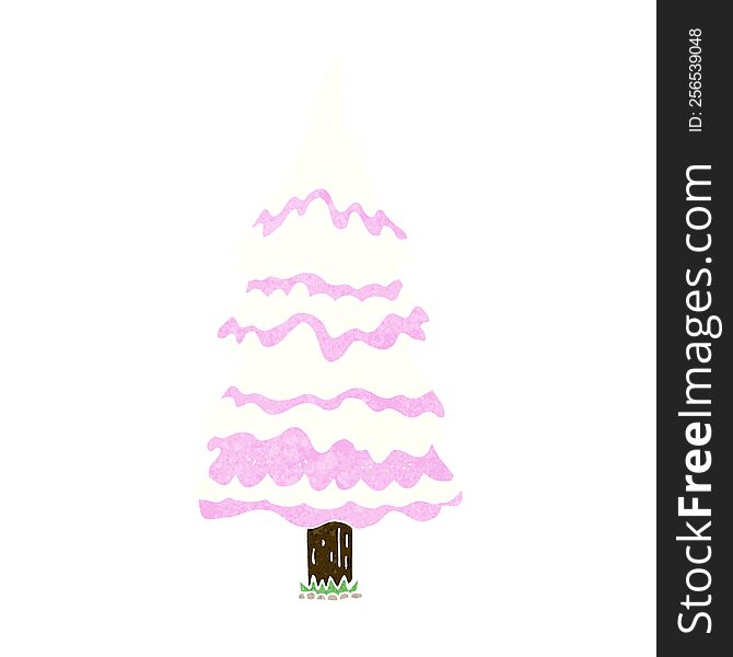 Cartoon Pink Snowy Tree